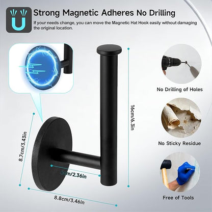 Magnetic Hat Holder, Magnet Hat Rack for Baseball Caps,Black Magnetic hat Hook,Hat Hanger Storage Organizer for Metal Surface in Entryway,Bedroom,Kitchen,Bathroom,Cruise Cabins,RV and Closets