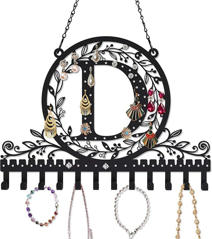 Wall-Mounted Metal Earring Holder Hanging Jewelry Organizer for Earrings and Necklaces Space-Saving Wall Display with Hooks for Jewelry Storage (jewelry stand D)