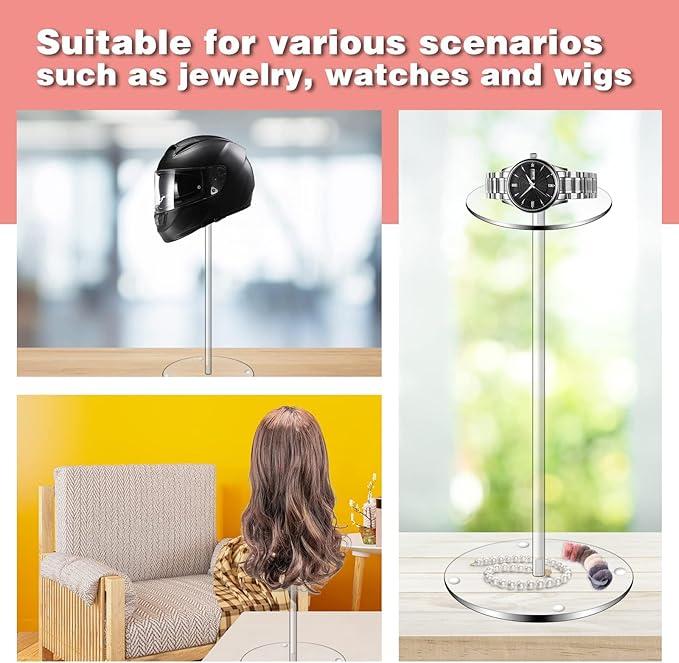Acrylic Hat Display Stand 4 Pack- Thickened Base for Helmet, Wig, Cowboy Hat, Baseballcap, Closet Holder Rack Organizer( 11.8Inch Height)
