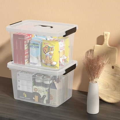 4-pack 20 L Plastic Latching Boxes Totes, Clear Storage Bins with Lids/handles