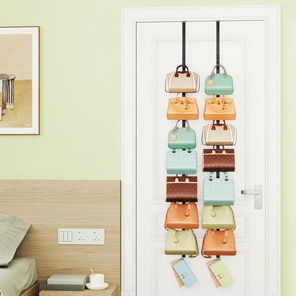 SWTYMIKI Over Door Hat Organizer - 2 Packs Metal Wall Mounted Hat Rack with 16 Hooks Design, Hanging Baseball Cap Organizer Storage Holds up to 32 Caps for Door, Bedroom, Closet