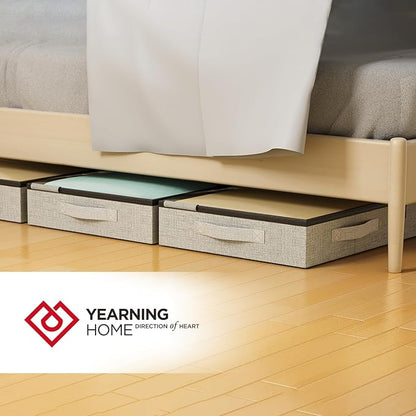 4.5 Inches Under Bed Storage Containers with Sturdy Sidewalls/Bottom and Reinforced Handles，Low Profile Underbed Storage for Clothes,Shoes,Pillows and Blankets with Zips and Clear Windows,4 Pack