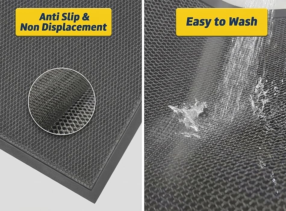 Muddy Mat® Meshy Mat™ Door Mat Heavy-Duty Quick-Dry Floor Mat, Sand & Dirt Trapper for Indoor & Outdoor, Ideal for Entrance, Mudrooms,Patios & Garages,Low-Profile,Non-Slip,Washable– Grey 17"x30"x0.4" - Image 5