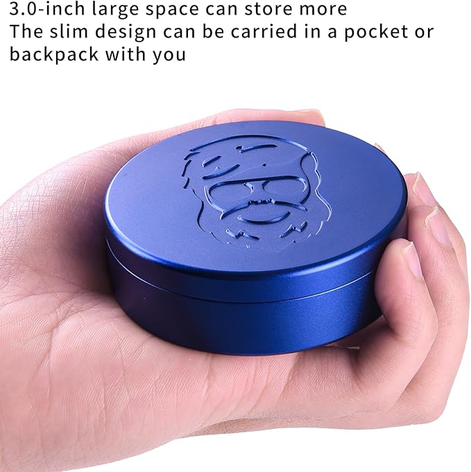 3.0inchBEIJIATE Magnetic Metal Can, Holder, Metal Container, Carved Tin with Magnetic Closure, Aluminum Container, Slim Pouch Can, zyn metal can,zyn container Storage Box Set (Sea Blue)