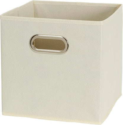 Household Essentials 82-1 Foldable Fabric Storage Bins |Set of 6 Cubby Cubes with Handles | Natural (Pack of 6)