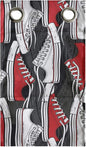 Ambesonne Retro Hanging Pocket Organizer, Retro Shoes Pattern Sneakers Nineties Casual Clothing Cartoon, Printed Polyester Storage Bag with Pockets, 9" x 16", Vermilion White and Grey