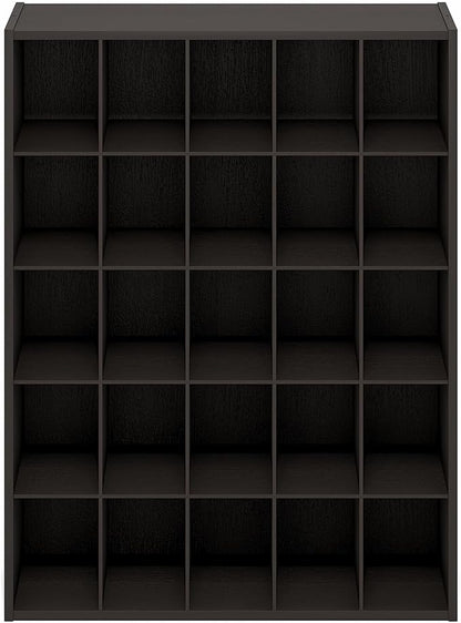 Furinno FANO Shoe Rack, 25-Cube Shoe Organizer, Stackable Shoe Storage, 11.7 x 24.2 x 31.5, for Closet Entryway, Office, Garage, Black Dark Oak