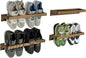 MyGift Set of 4 Rustic Burnt Solid Wood Hanging Shoe Storage Organizer Racks, Wall Mounted Space Saving Footwear Holder for Closet, Mudroom, Entryway, Holds 8 Pairs