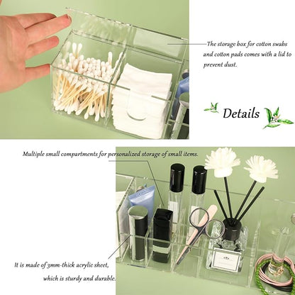 Wall-Mountable Arylic Makeup Organizer for Bathroom Countertop Organizer with 9 Slots for Small Items Clear Bathroom Storage Accessories 1 Pack with Decorative Screws