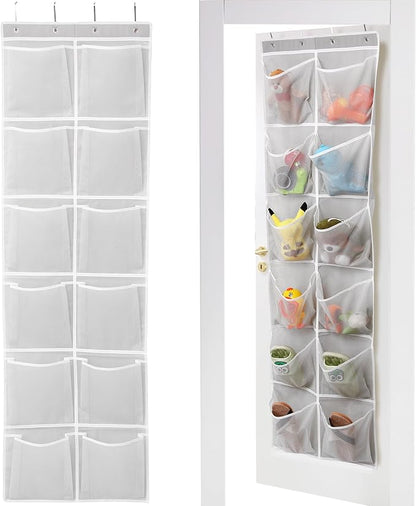 GOMAJI 12 Large Breathable Mesh Pockets, Over The Door Shoe Organizer, Boots Hanging Storage Shoe Rack for Closet, Accessories - Gray