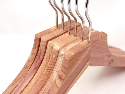 Cedar Elements Flat Top Cedar Hangers – French Style 12 Pack for Adult Size (no Pant bar)