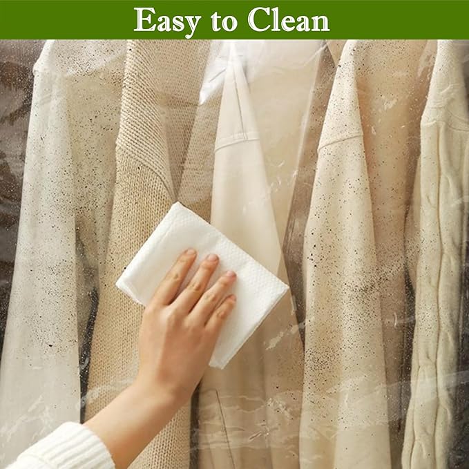Garment Rack Cover, Clear Garment Bags, Hanging Garment Bags with Zipper, Clothing Rack with Cover that Fits Over Rack (S/47.2x20x59 inch)