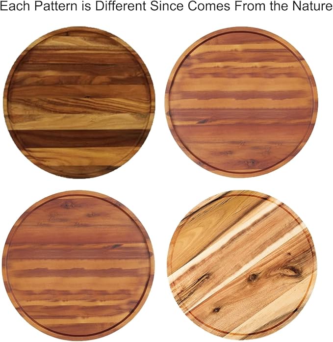 18" Acacia Wood Lazy Susan Organizer Kitchen Turntable for Cabinet Pantry Table Organization