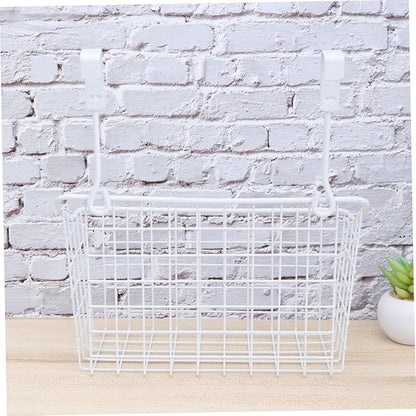 Ciieeo White Hanging Cabinet Storage Basket Organizer for Kitchen Bathroom Office Over Door Rack Holder with Ventilated Rust Resistant Coating Easy Install Storage for Cabinets and