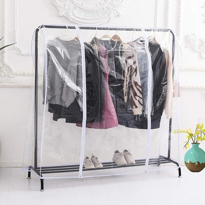 Ruibo Clear Garment Rack Cover for Clothes Rack Cover with 2 Durable Zipper/Clothing Waterproof, Dustproof Protector (M:59x20x60 inch)