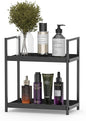 Bathroom Organizer Countertop, 2 Tier Counter Storage Shelf for Makeup Perfume Skincare Cosmetic Beauty Product, Small Vanity Countertop Tray Stand Rack Holder for Mens Bathroom Sink Dresser, Black