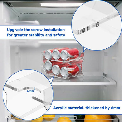 Homakover Soda Can Organizer for Mini Fridge, 9'' Acrylic Rolling Can Organizer Dispenser, Auto Beverage Can Holder Rack, Can Drink Holder for Canned Food Beer 12oz Standard Cans (Upgraded Version)