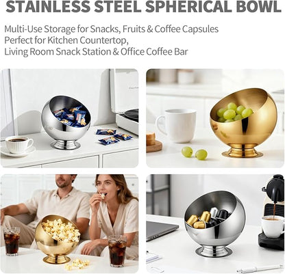 Coffee Pod Holder - Large Capacity Metal K Cup serve for Nespresso Pod Storage Container with Gold Finish, Multi-Use Creamer & Candy Bowl for Countertop, Coffee Bar Accessories(Gold)