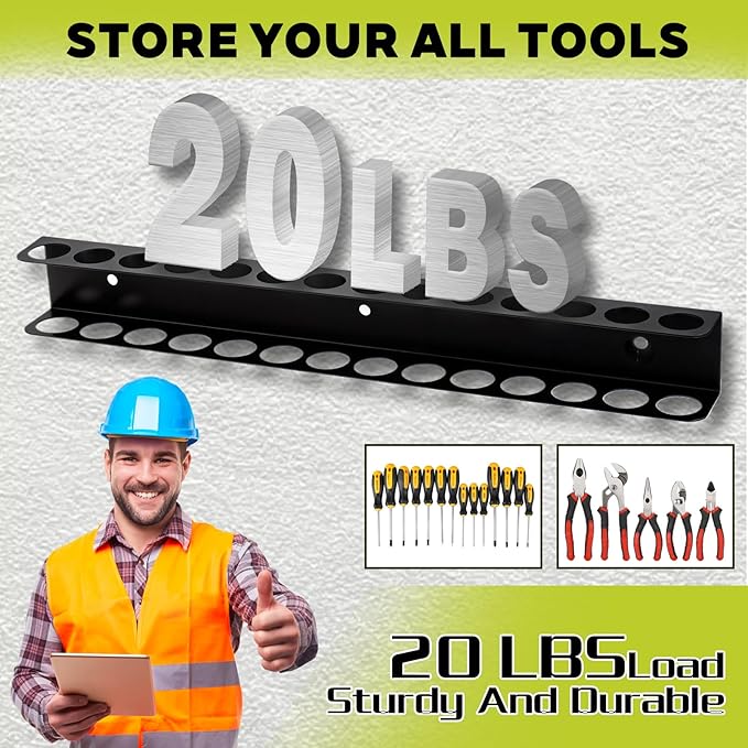 2 Pcs Screwdriver Plier Organizer Wall Mount, Screwdriver Rack, Metal Plier Holder Utility Tool Holder Organizers and Storage Rack for Garage Workshop Workbench Tool Chest Cart