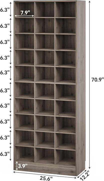 LITTLE TREE 70.9" Tall Shoe Rack, 10-Tier Freestanding Shelf, Max. Store 30 Pairs, Shoe Cabinet Organizer for Living Room, Entryway, Cloakroom, Grey