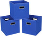 Fabric Cloth Storage Bins,Fabric Cube Bins Organizer with Dual Handles Foldable Cube Storage Baskets for Home Bedroom Storage,Set of 3,(Dark Blue)