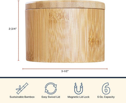 Totally Bamboo Salt Cellar with Swivel Lid - Wooden Salt Container, Bamboo Spice Box for Kitchen Countertop, Magnetic Closure, 6 Oz