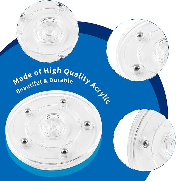 Bivethoi 2 Pack Mini Turntable Organizer, Clear Rotating Tray, Acrylic Ball Bearing Plate for Kitchen, Spice Rack, TV, Laptop, Monitor