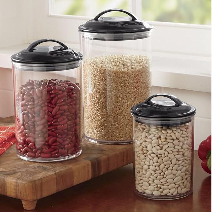 Calypso Basics by Reston Lloyd Acrylic Storage Canisters, Set of 3, Black