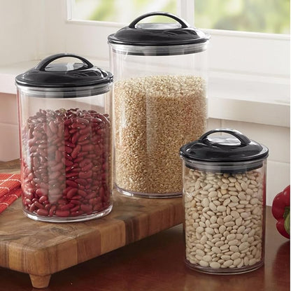 Calypso Basics by Reston Lloyd Acrylic Storage Canisters, Set of 3, Black