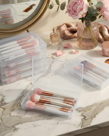 4 Pack Clear Plastic Storage Boxes with Lids, Organizer Containers 7.1x4.3x1.2 Inches for Small Parts, Crafts, Jewelry, Office Supplies