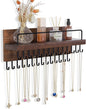 Lolalet Necklace Holder Hanging Necklace Organizer Wall Mounted Jewelry Organizer with 28 Hooks and Perfume Shelf, Wood Necklace Hanger Rack for Bracelets -Brown