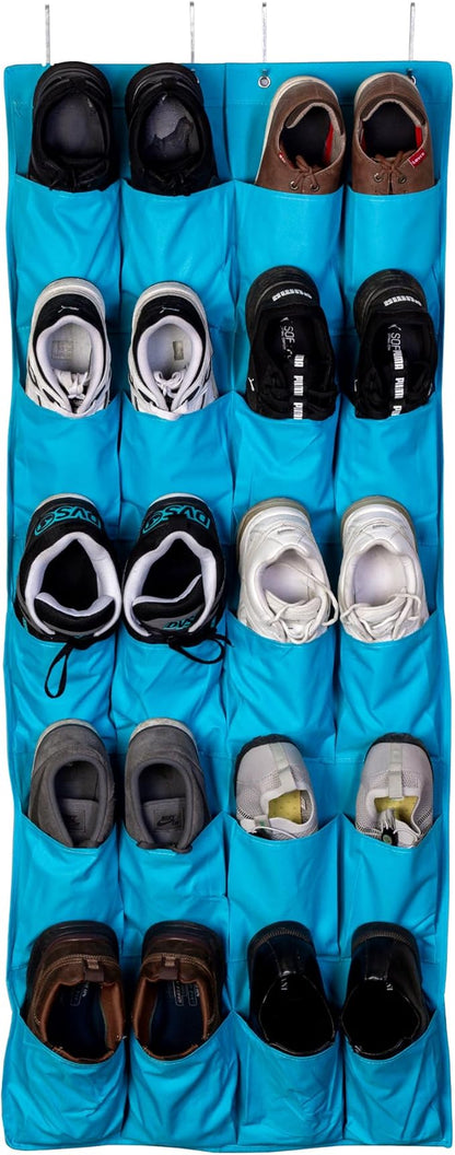 DormCo Hanging Over-The-Door Shoe Pockets - TUSK College Storage - Aqua