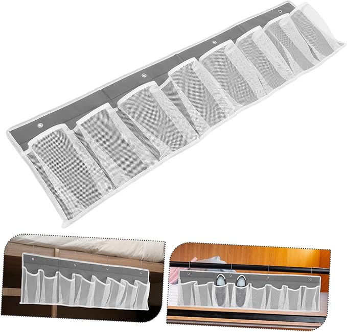 Amosfun 8-Pocket Bedside Shoe Organizer Wall-Mounted Mesh Storage Bag for and Home for Travel and Space-Saving Shoe Storage