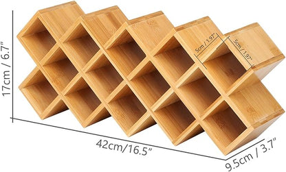 Phyllia Bamboo Spice Rack Organizer 4-Tier Countertop Organiser, Criss-Cross Kitchen cabinet Free-Standing Countertop Storage shelf Fit for Spice Jar, Can, Bottle (Jars Not Include)