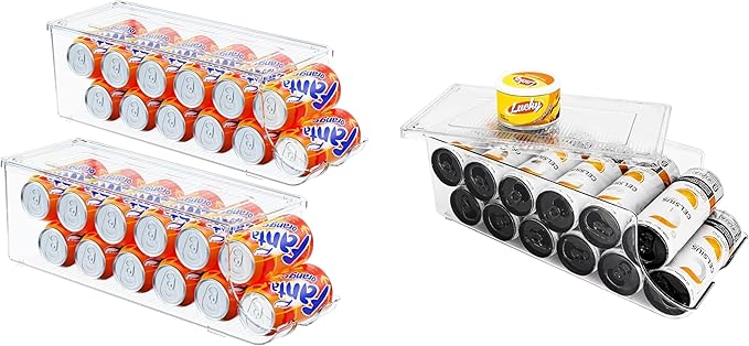 SCAVATA 2 Pack Soda Can Organizer & 1 Pack Skinny Can Organizer for Refrigerator