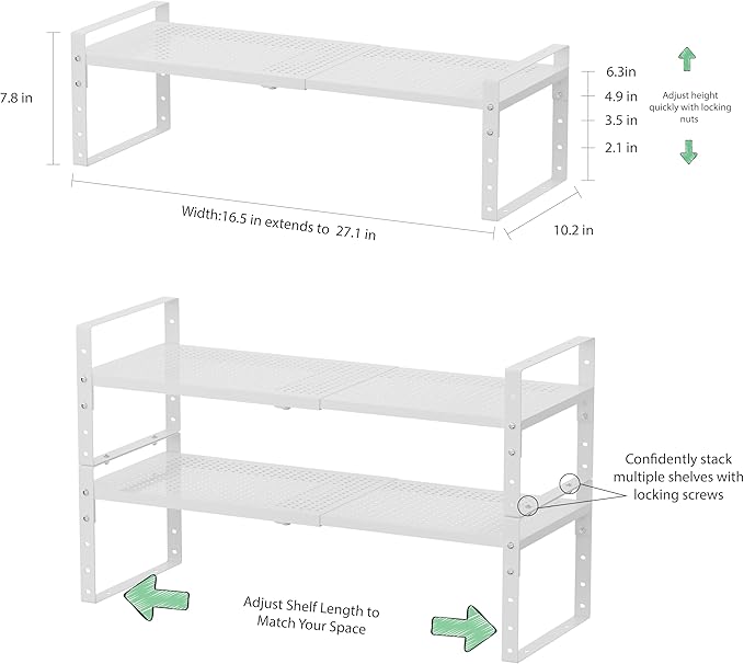 Expandable Metal Shoe Rack, Adjustable Space-Saving, Heavy-Duty Shoe Rack with Borders. Multi-Functional for Closet, Bathroom, Entryway, Kitchen or Office