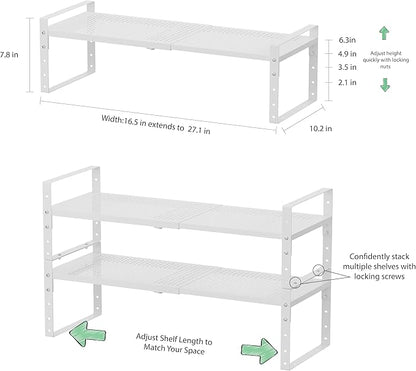 Expandable Metal Shoe Rack, Adjustable Space-Saving, Heavy-Duty Shoe Rack with Borders. Multi-Functional for Closet, Bathroom, Entryway, Kitchen or Office
