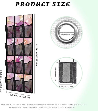 Marble Over The Door Shoe Organizer,12 Compartment Breathable Mesh Pocket Over the Door Hanging Shoe Organizer,Closet Shoe Organizer,Large Men's and Women's Shoe Organizer