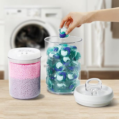 Felli Flip Tite Storage Container with Lid 6" ROUND Airtight Ring Lock Top, Plastic Canister Jar for Flour Sugar Rice Protein Powder Coffee Cracker Kitchen Pantry Organizer (6" Round Nest-M 2pk)