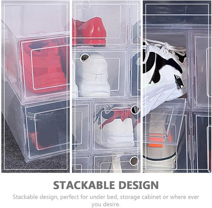 VICASKY Pp Plastic Shoe Storage Boxes, 4pcs Drawer-type Stackable Shoe Containers for Men and Women, Home Closet Organization and Sneaker Storage