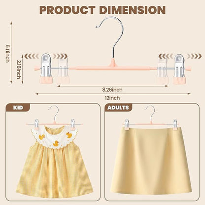 HUADYMEET 30 Pack 12Inch Pants Hangers with Clips,Metal Trouser Hanger for Jeans.Space Saving Skirt Hangers Heavy Duty Non-Slip Adjustable Clothes Shorts Hanger for Women,Men,Coral Pink