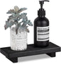 Bathroom Tray Farmhouse Decor Pedestal Stand Wood Riser Display Kitchen Accessories Soap Holder for Sink, Counter, Vanity, 8.7 * 3.6 Black