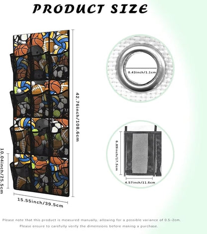 Generic Sports Ball Games Door Storage Organizer Elastic Over The Door Pantry Organizer Spandex Fabric Is Not Only Flexible But Also Allows The Bag to Fit Into Any Space Behind The Door
