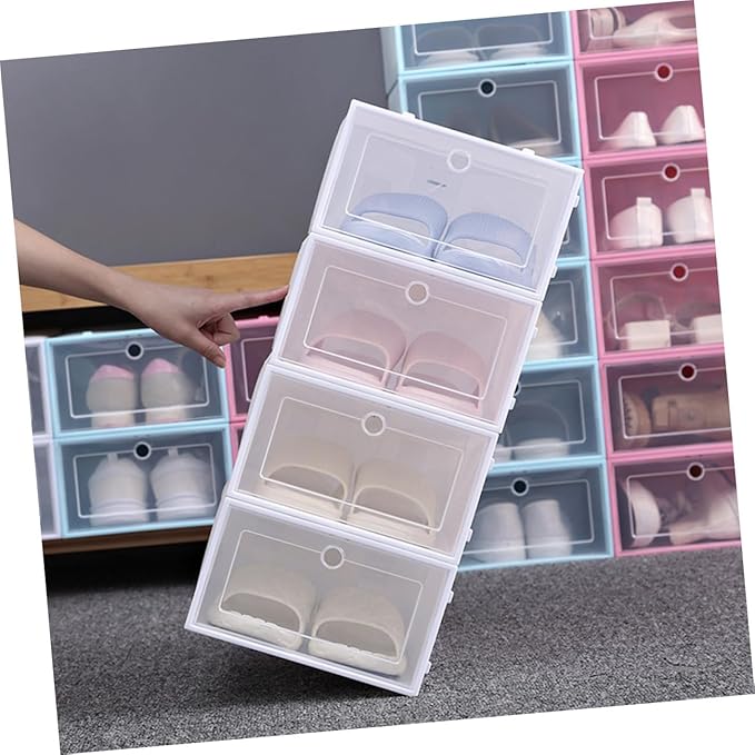 24pcs Thicken Plastic Shoe Boxes Stackable Sneaker Boxes Moisture and Dustproof for Shoe Cabinets