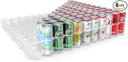 Display Technologies Visi-Slide Drink Organizer for Fridge - 12oz Slim Can Gravity Fed Shelves (Pack of 6)