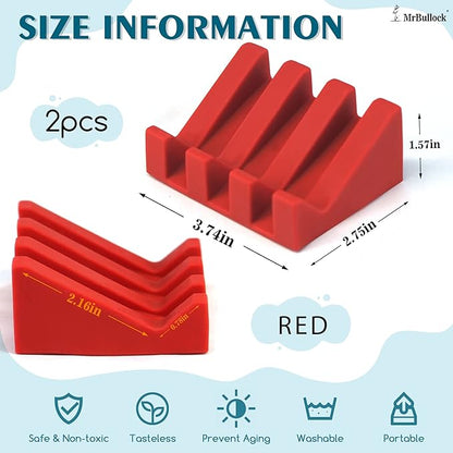 2 Pack Self Draining Silicone Soap Dish for Shower & Kitchen - Non-Slip Waterfall Bar Soap Holder Tray, Soap Saver Keeps Soap Dry, Easy to Clean & Hygienic (Red-Green)