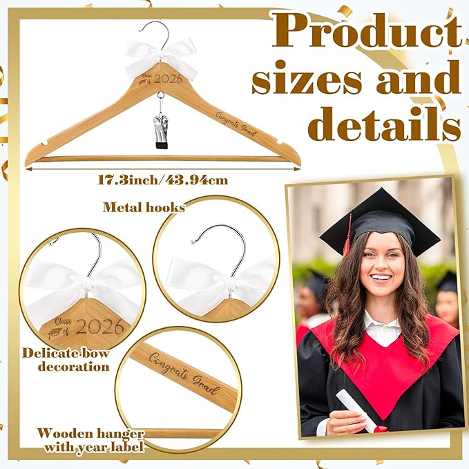 Reallnaive Congrats Grad Hanger for Graduation Gown Sash Class of 2026 Graduation Gift School Grad Hanger Graduate Congratulation Ceremony Keepsake Favor