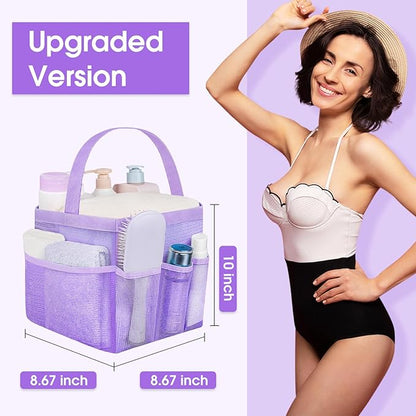 Attmu Mesh Shower Caddy Portable for College Dorm Room Camping Essentials, Shower Caddy Dorm with 9-Pockets, Large Capacity Hanging Basket Bathroom Bag for Toiletry, Swimming, Gym, Camp, Beach