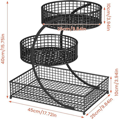 3-Tier Metal Cosmetic Organizer,Cosmetic Storage Rack for Vanity Tables,Multipurpose Metal Bathroom Organizers and Storage, Use Countertop Organizer for Perfume/Makeup/Vegetables (Black 1)