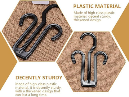 12pcs Black Plastic Shoes Hanging Organizers Sturdy Shoe Hooks for Exercise Bike and Slippers Drying Rack for Home and Dorm